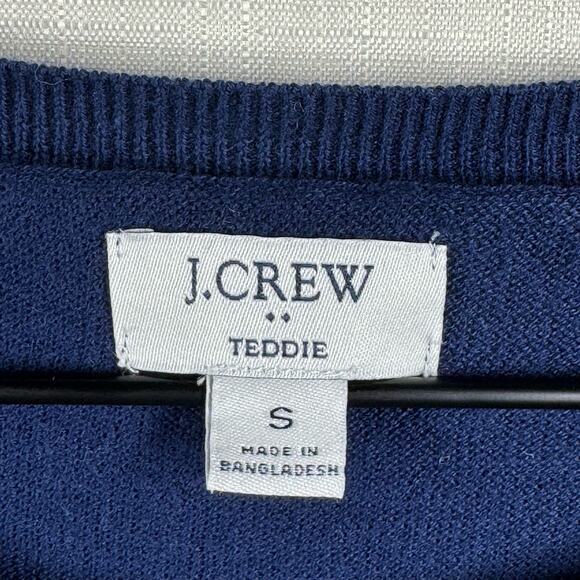 J.CREW Cotton Teddie Sweater Women's S Navy Blue Kelly Green Stripes Preppy Boat - Picture 4 of 12